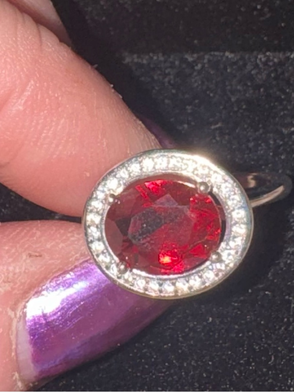 Halo Ring 4CT Treated Ruby & White Topaz 925 Sterling Silver sz 7